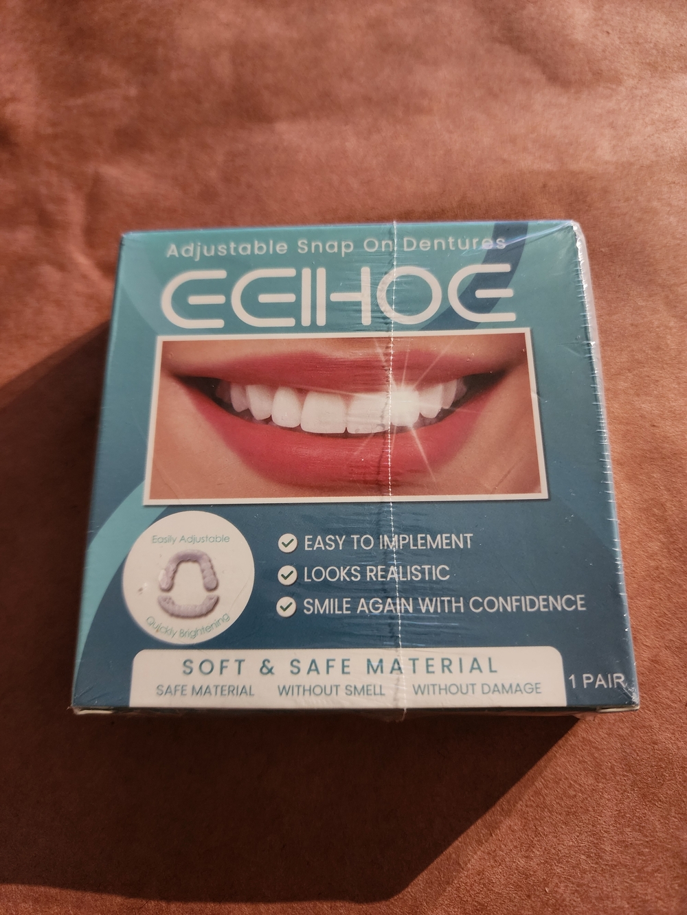 EELHOE Adjustable Snap On Dentures 1 Pair Soft & Safe Material White Realistic